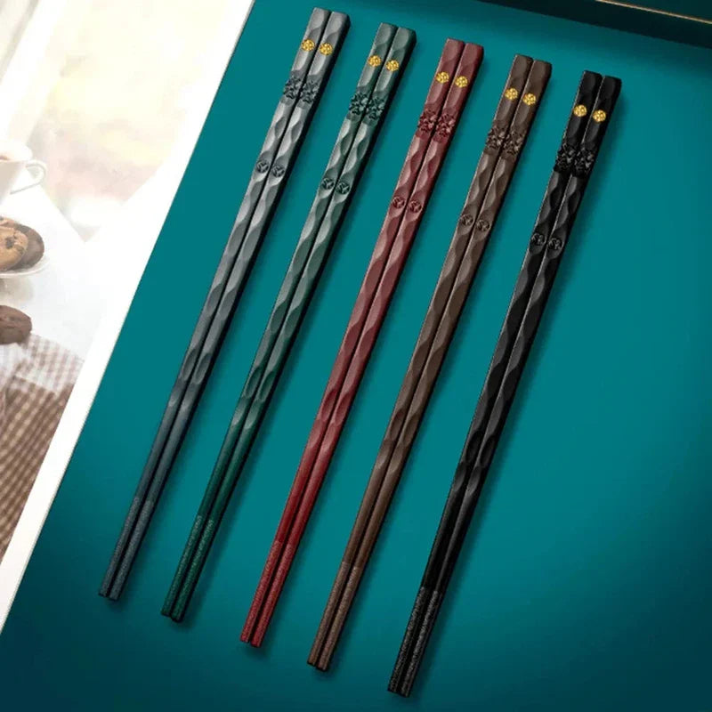 Chopsticks 5 Pairs Set, Reusable Korean Chopsticks, Washable Anti Slip grip