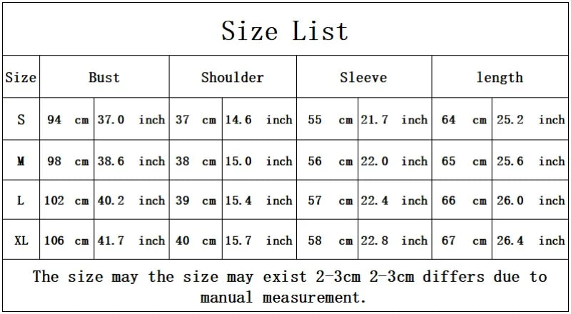 Size chart for women's casual summer tees and blouses featuring bust, shoulder, sleeve, and length measurements in centimeters and inches.