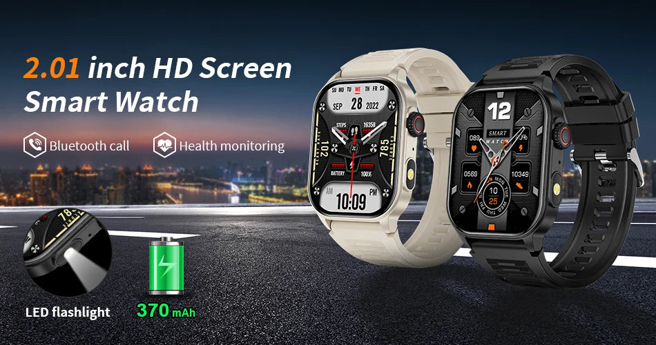 LIGE Smart Watch For Men Women 2.01" HD Display Health Monitor Sport Fitness Watches AI Voice Bluetooth Call Smartwatch Men