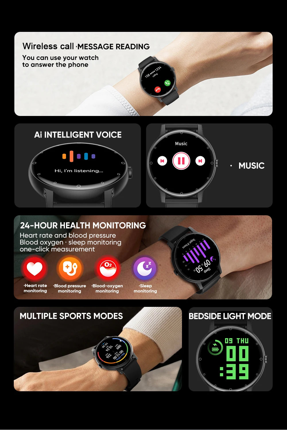 LIGE Smart Watch Men Outdoor Bluetooth Call Sports Fitness Watches Health Monitor Waterproof For Android IOS Smartwatch