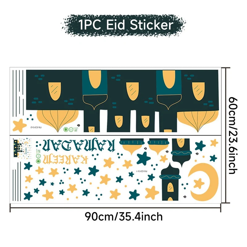 Eid Window Stickers Ramadan Decoration 2024 Eid Mubarak Decor for Home Ramadan Kareem Islam Muslim Party Supplies Eid Al-fitr