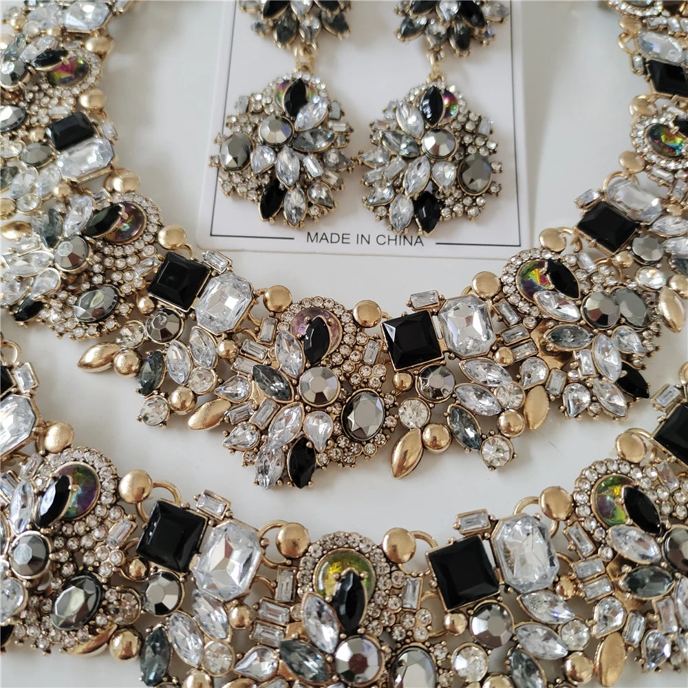 Crystal Rhinestone Jewelry Sets Necklace Bracelets & Earrings Set Wedding Bridal Jewelry
