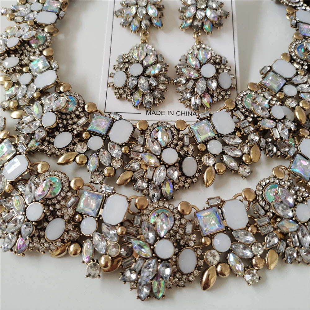 Crystal Rhinestone Jewelry Sets Necklace Bracelets & Earrings Set Wedding Bridal Jewelry