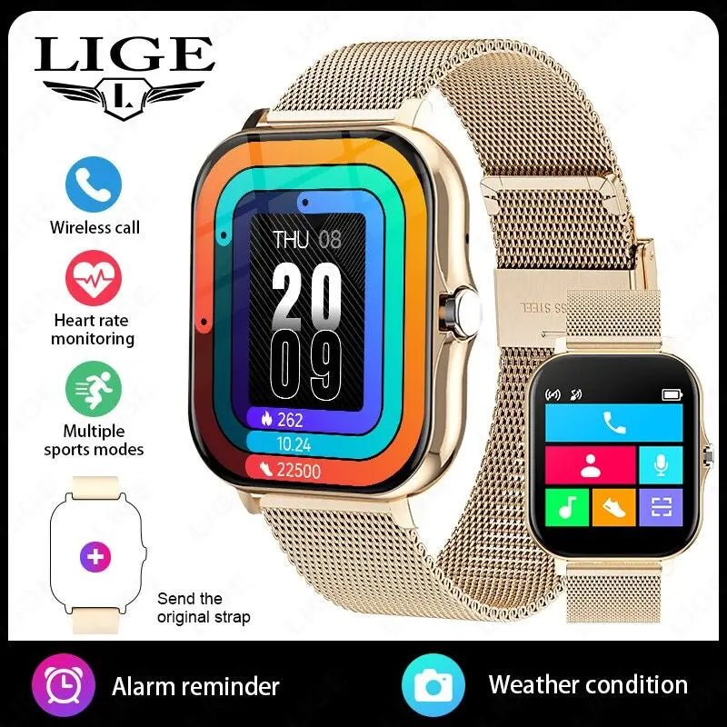 LIGE Smart Watch For Men Women Gift 1.44' Full Touch Screen Sports Fitness Watches Bluetooth Calls Digital Smartwatch Wristwatch