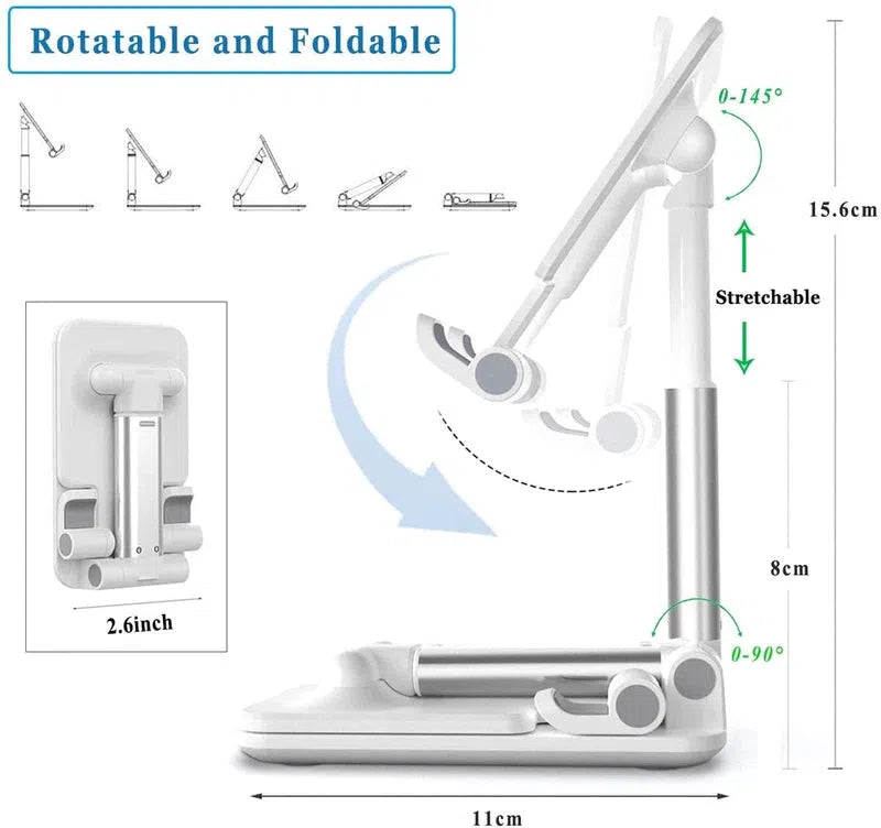 Phone Stand, Desktop Tablet Holder, Foldable, Extend Desk Mobile Phone Support