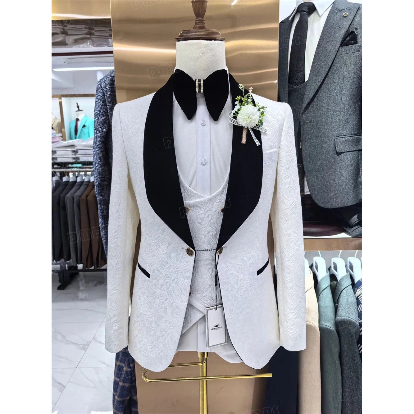 Men's 3 Pieces Suit Set Blazer Vest Pants Fashion Wedding Groom Suits Best Man Dinner Tuxedo For Men