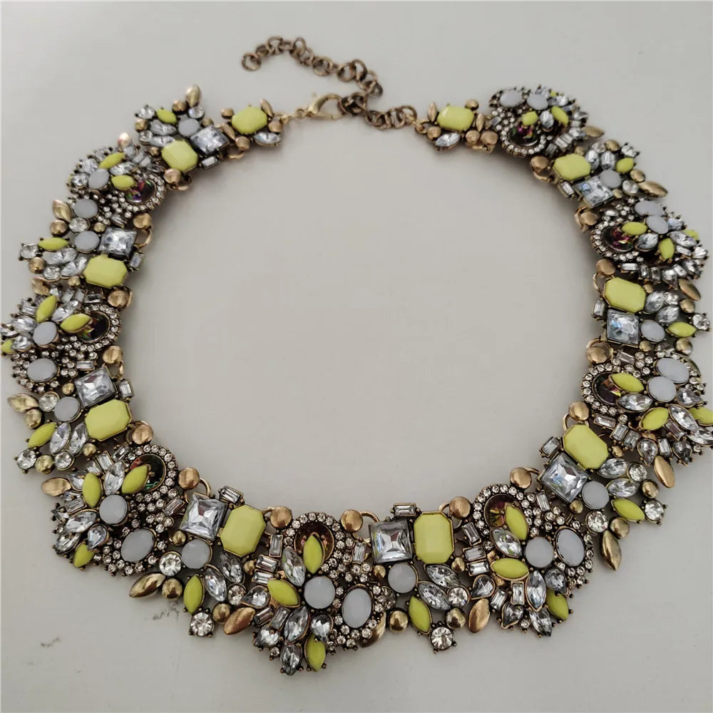 Crystal Rhinestones Necklace Earrings Bridal Jewelry Sets Big Choker Necklace