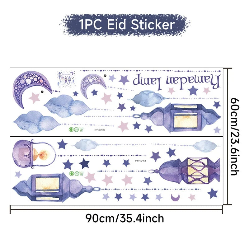 Eid Window Stickers Ramadan Decoration Eid Mubarak Decor for Home Ramadan Kareem Party Supplies Eid Al-fitr