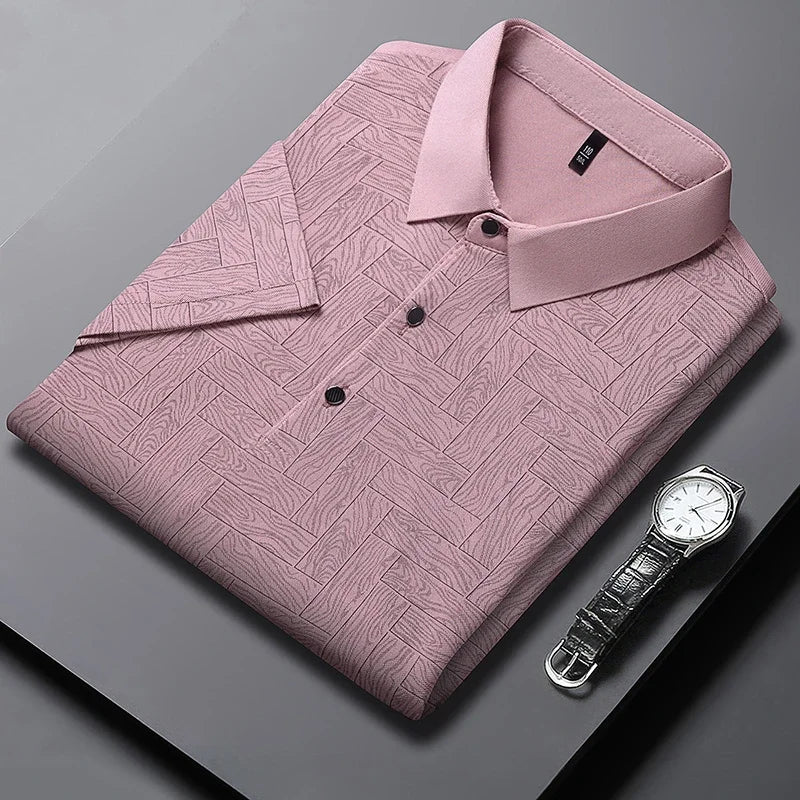 Men's Short Sleeved Shirt Business Casual Solid Color Polo Shirt Fashionable Breathable Comfortable T Shirt