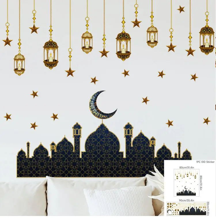 Eid Window Stickers Ramadan Decoration Eid Mubarak Decor for Home Ramadan Kareem Party Supplies Eid Al-fitr