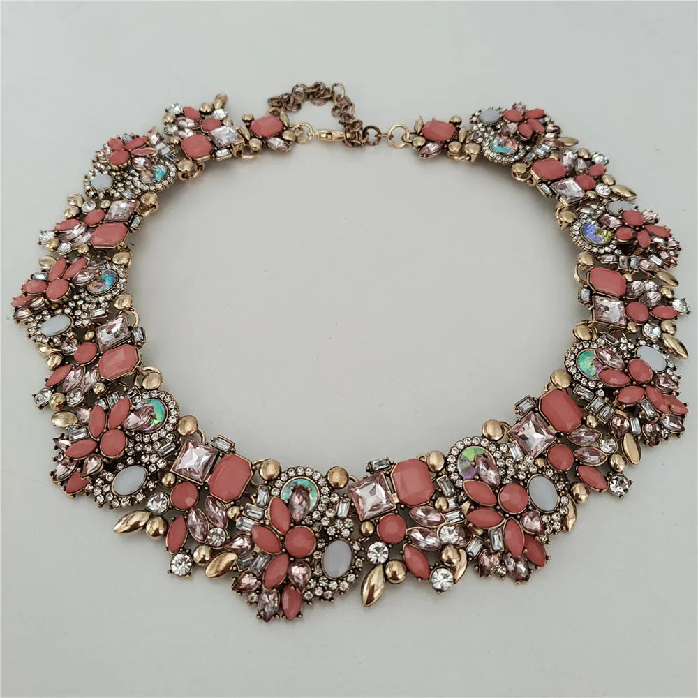 Crystal Rhinestones Necklace Earrings Bridal Jewelry Sets Big Choker Necklace