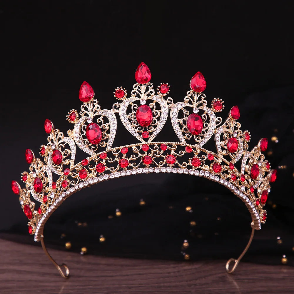 KMVEXO Vintage Baroque Fairy Crowns Bridle Crown Geometric Crystal Elf Tiaras for Women Wedding Costume