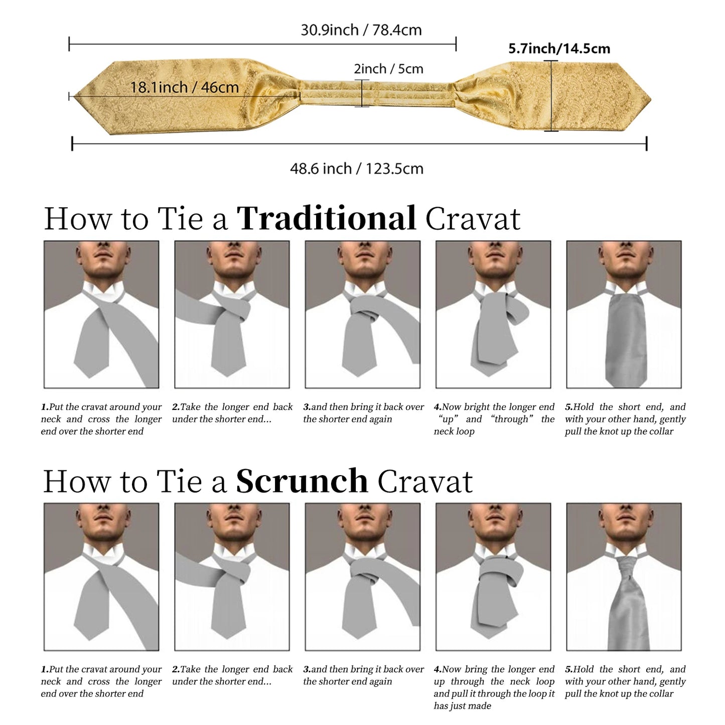 Men's Ascot Pocket Square Cufflinks Set Hi-Tie Silk Jacquard Floral Paisley Cravat Tie Male Formal Wedding Prom