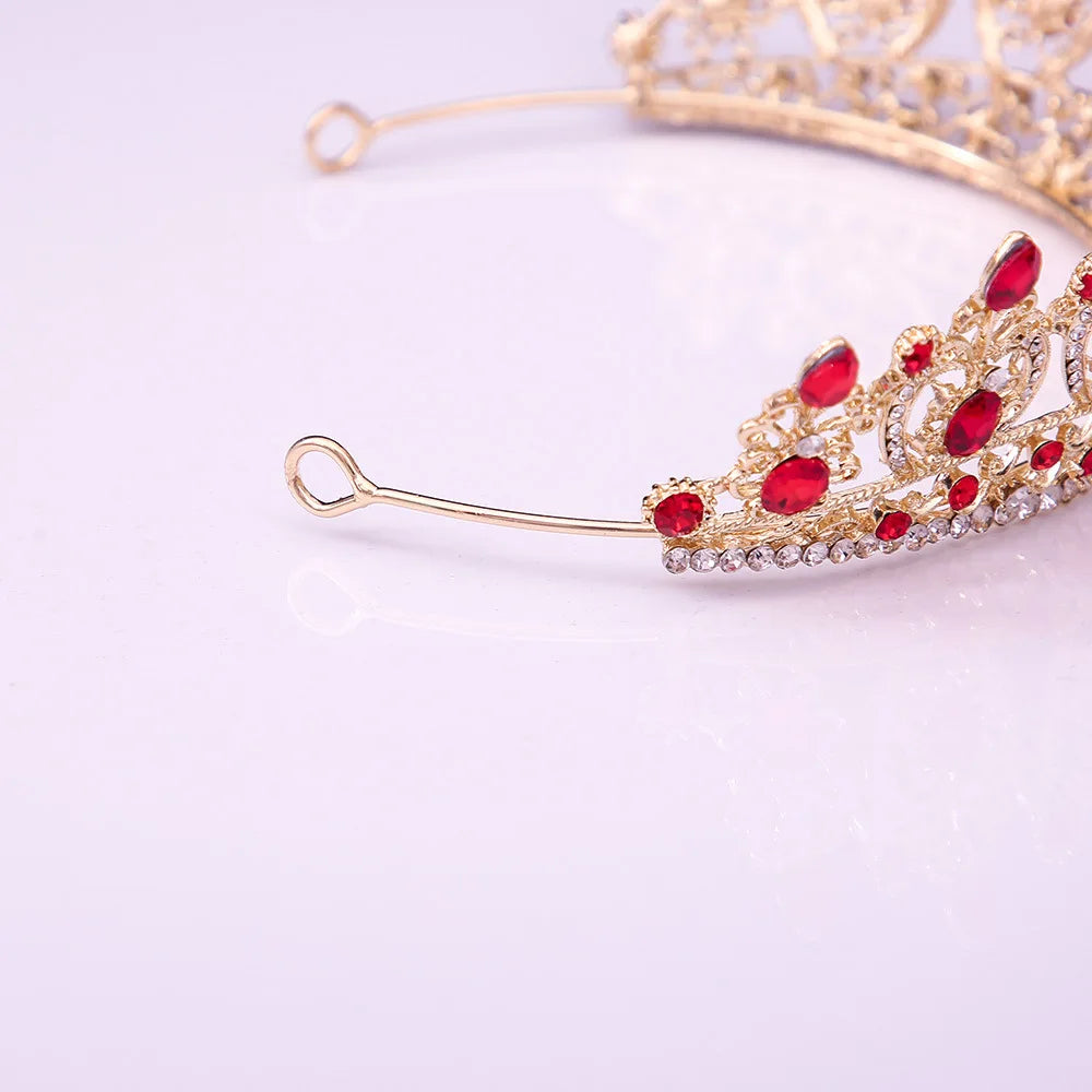 KMVEXO Vintage Baroque Fairy Crowns Bridle Crown Geometric Crystal Elf Tiaras for Women Wedding Costume