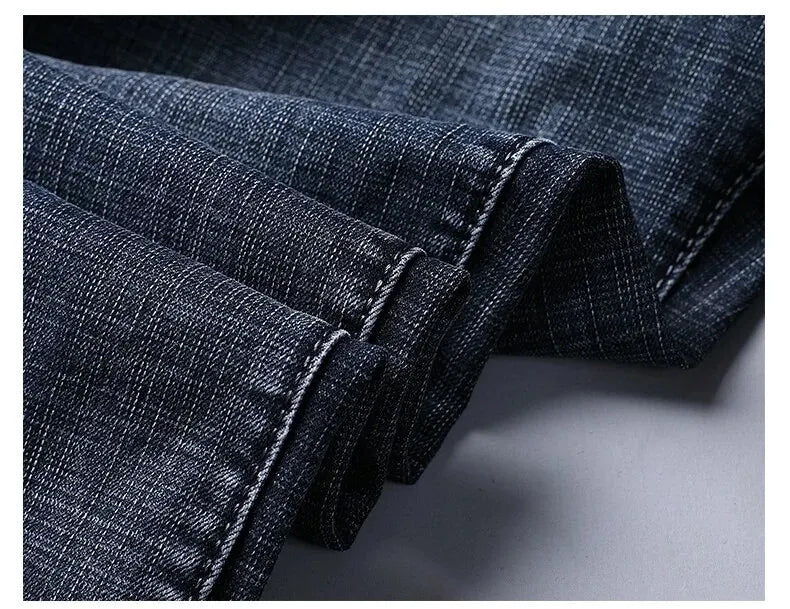 Men's Jeans Casual Straight Stretch Fashion Classic Blue Black Work Denim Trousers Male Brand Clothing