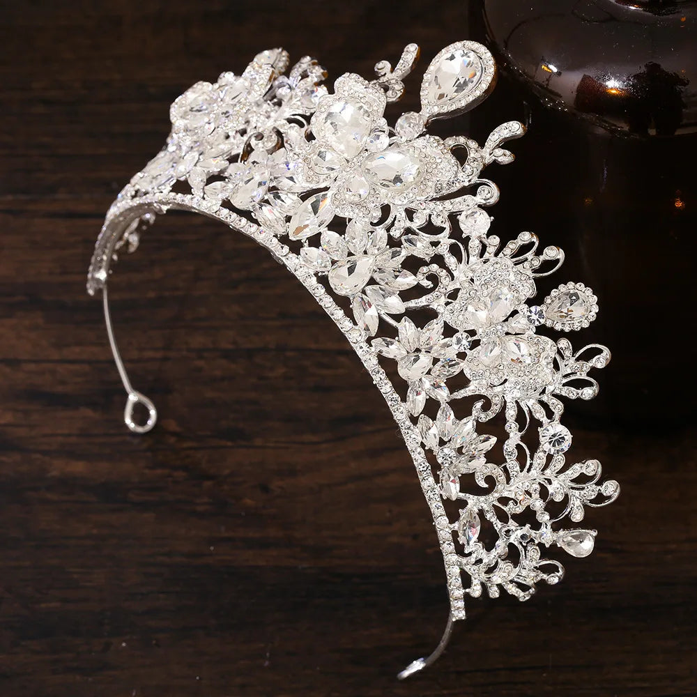 KMVEXO Baroque Big Crystal Butterfly Bridal Tiaras Crowns Headpiece Rhinestone Pageant Diadem Wedding Fairy and Bridal Crown