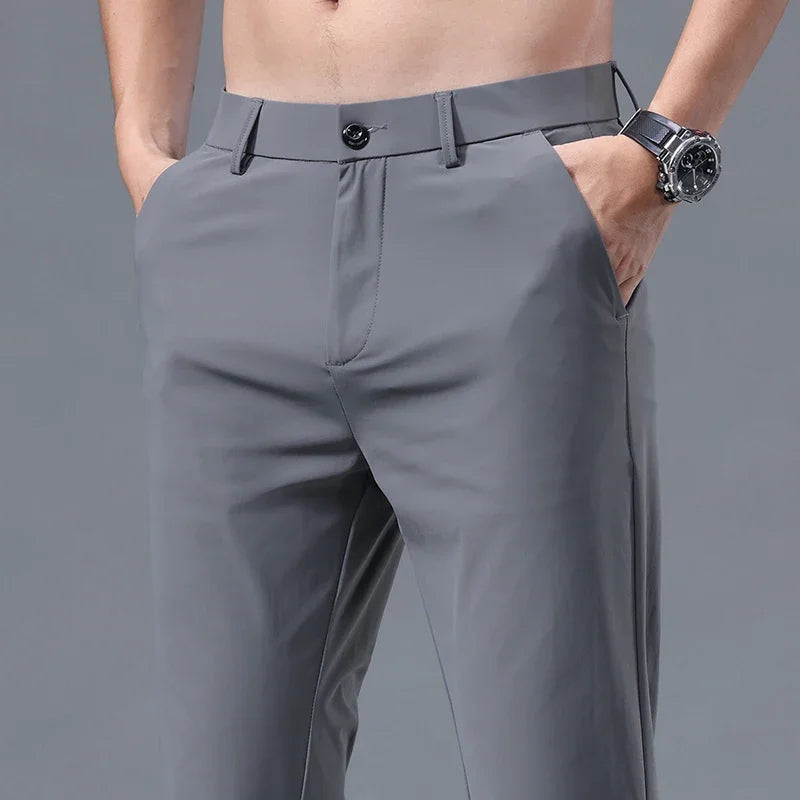 Men Pant Stretch Soft Thin, Elastic Waist Casual & Formal Trousers Wear for Male