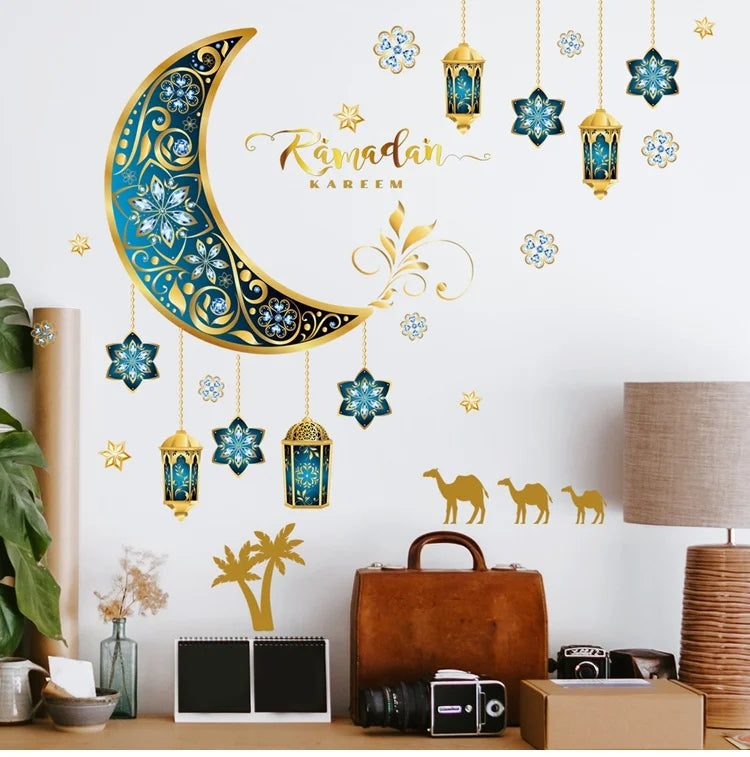 Eid Window Stickers Ramadan Decoration 2024 Eid Mubarak Decor for Home Ramadan Kareem Islam Muslim Party Supplies Eid Al-fitr