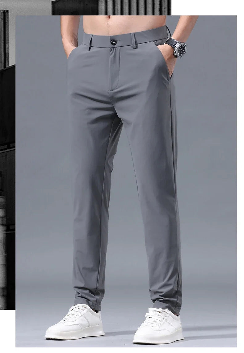 Men Pant Stretch Soft Thin, Elastic Waist Casual & Formal Trousers Wear for Male