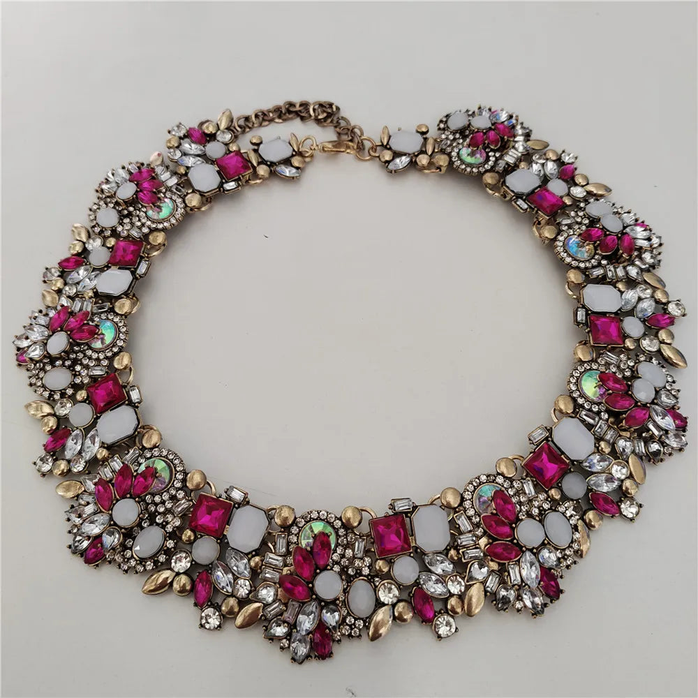 Crystal Rhinestones Necklace Earrings Bridal Jewelry Sets Big Choker Necklace
