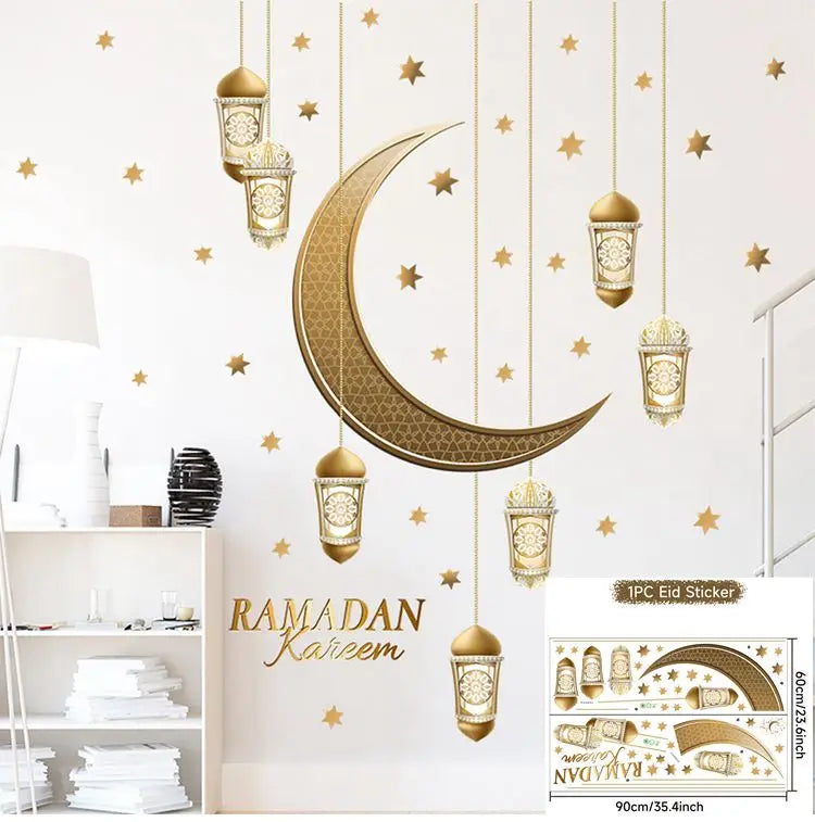 Eid Window Stickers Ramadan Decoration 2024 Eid Mubarak Decor for Home Ramadan Kareem Islam Muslim Party Supplies Eid Al-fitr