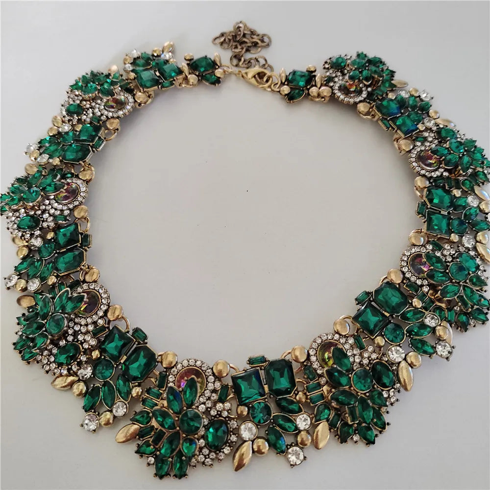 Crystal Rhinestones Necklace Earrings Bridal Jewelry Sets Big Choker Necklace