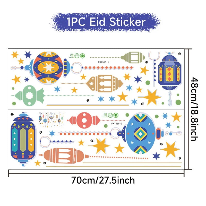 Eid Window Stickers Ramadan Decoration Eid Mubarak Decor for Home Ramadan Kareem Party Supplies Eid Al-fitr