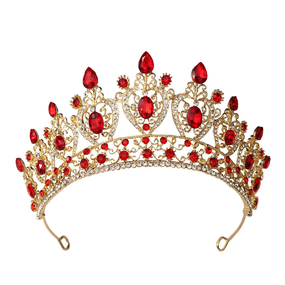 KMVEXO Vintage Baroque Fairy Crowns Bridle Crown Geometric Crystal Elf Tiaras for Women Wedding Costume