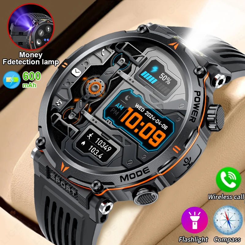 Smart Watch, LIGE New 600mah Battery LED Flashlight Compass Military Sport Watches Bluetooth Call Waterproof