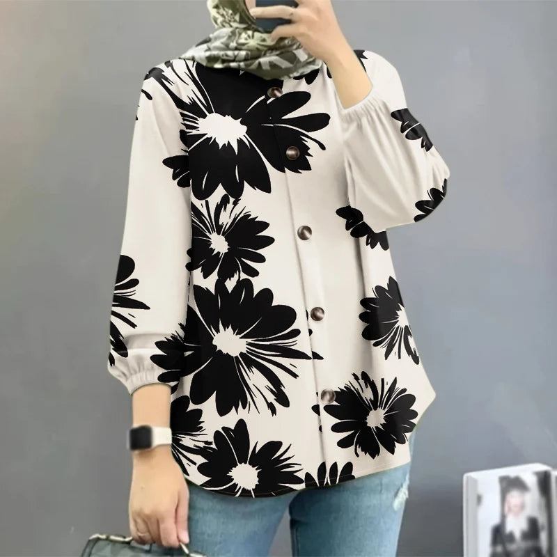 Women Blouse Autumn ZANZEA Fashion Long Sleeve Floral Printed Shirt Casual Tops Vintage