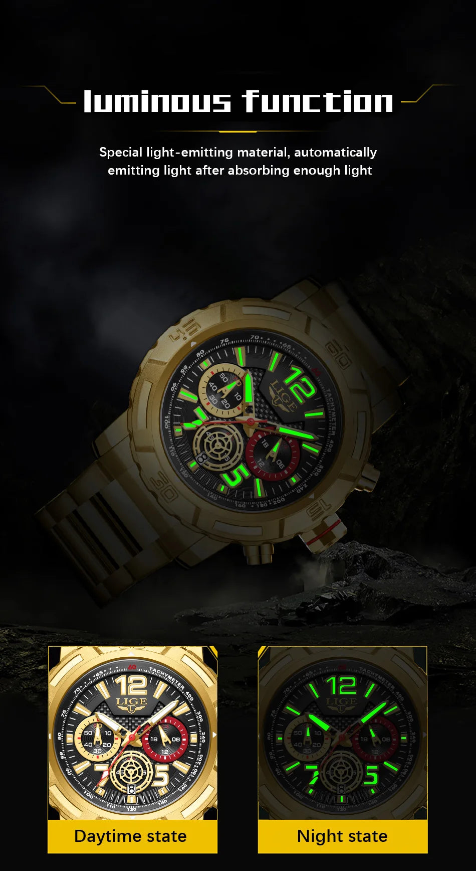 LIGE Men Watches with Date Militaries Fashion Watches For Men Waterproof Quartz Chronograph Sport Full Steel with Date