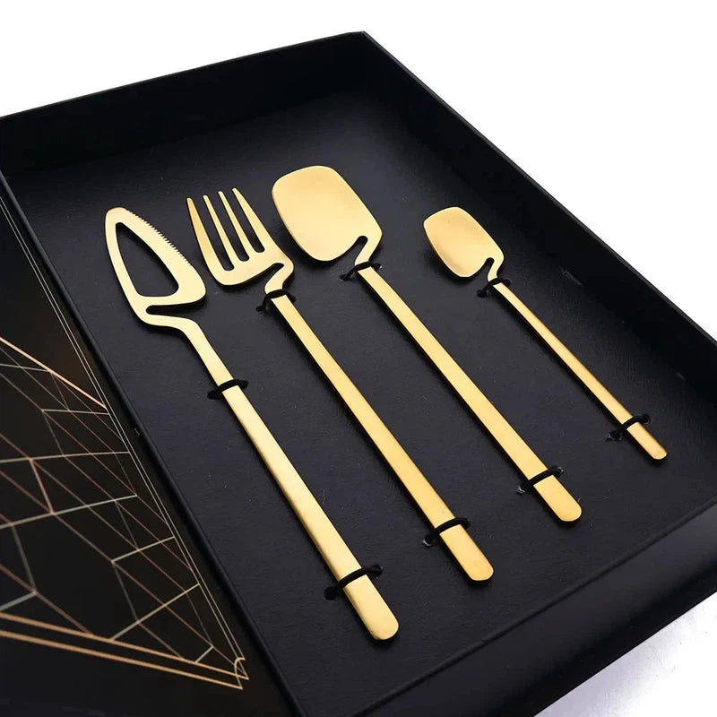 JANKNG 32pcs Rose Matte Stainless Steel Cutlery Set in Gift Box