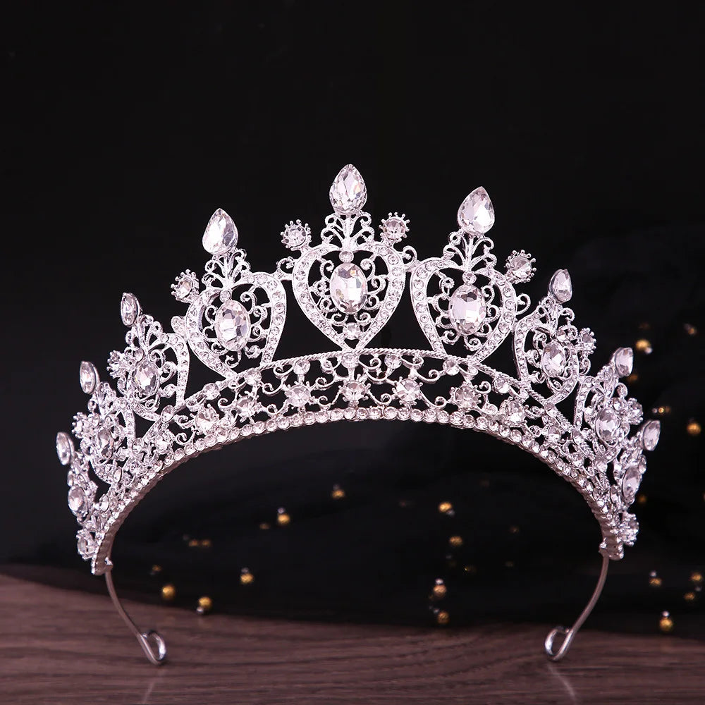 KMVEXO Vintage Baroque Fairy Crowns Bridle Crown Geometric Crystal Elf Tiaras for Women Wedding Costume