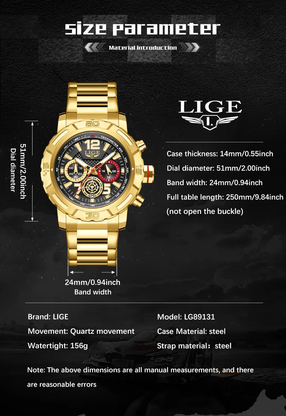 LIGE Men Watches with Date Militaries Fashion Watches For Men Waterproof Quartz Chronograph Sport Full Steel with Date