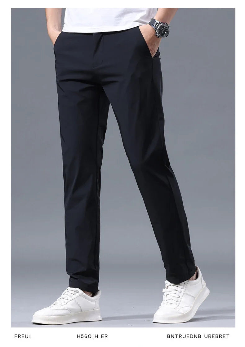 Men Pant Stretch Soft Thin, Elastic Waist Casual & Formal Trousers Wear for Male