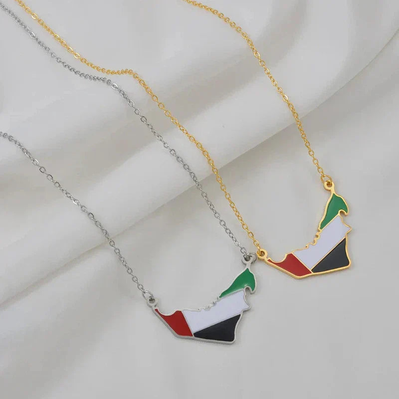 United Arab Emirates Map Flag Necklaces for Boys and Girls UAE