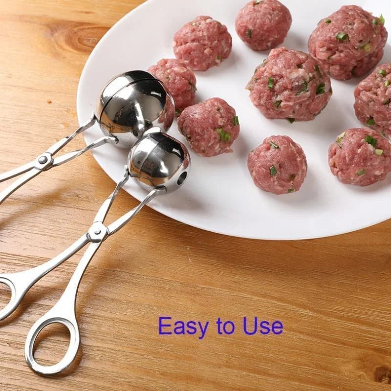 Meat Ball Maker tool, Scissor type Tool Stainless Steel Clip make Round Meat Ball, Rice Ball, Non Stick Kitchen Gadget