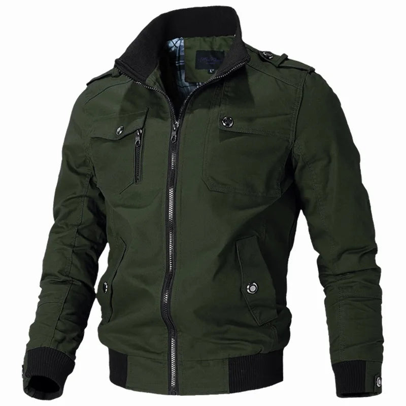 Men's Jacket Military Tactical Man Jackets Coat Zipper Cargo Jackets Stand Collar Outwear Cotton Windbreaker Tops 2022 New Brand