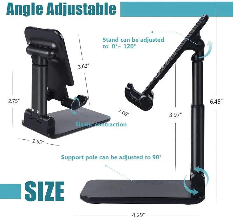 Phone Stand, Desktop Tablet Holder, Foldable, Extend Desk Mobile Phone Support