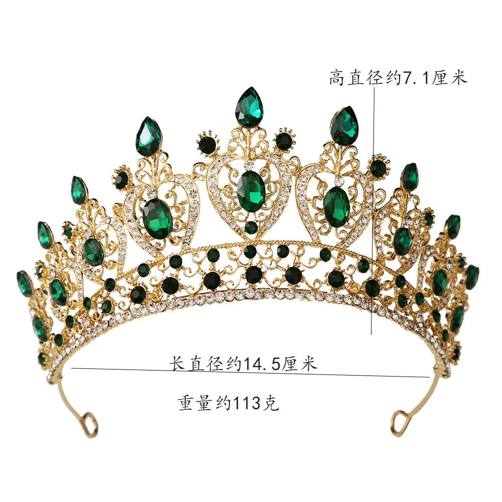 KMVEXO Vintage Baroque Fairy Crowns Bridle Crown Geometric Crystal Elf Tiaras for Women Wedding Costume