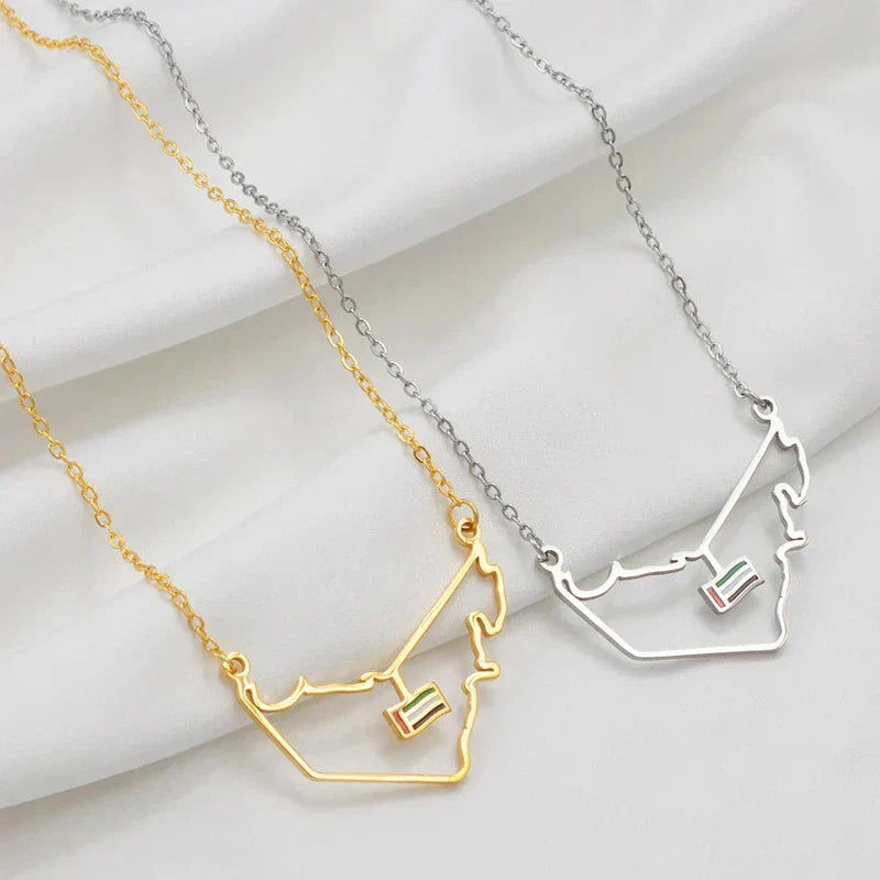 The United Arab Emirates Map Flag Necklaces in love of Nation UAE