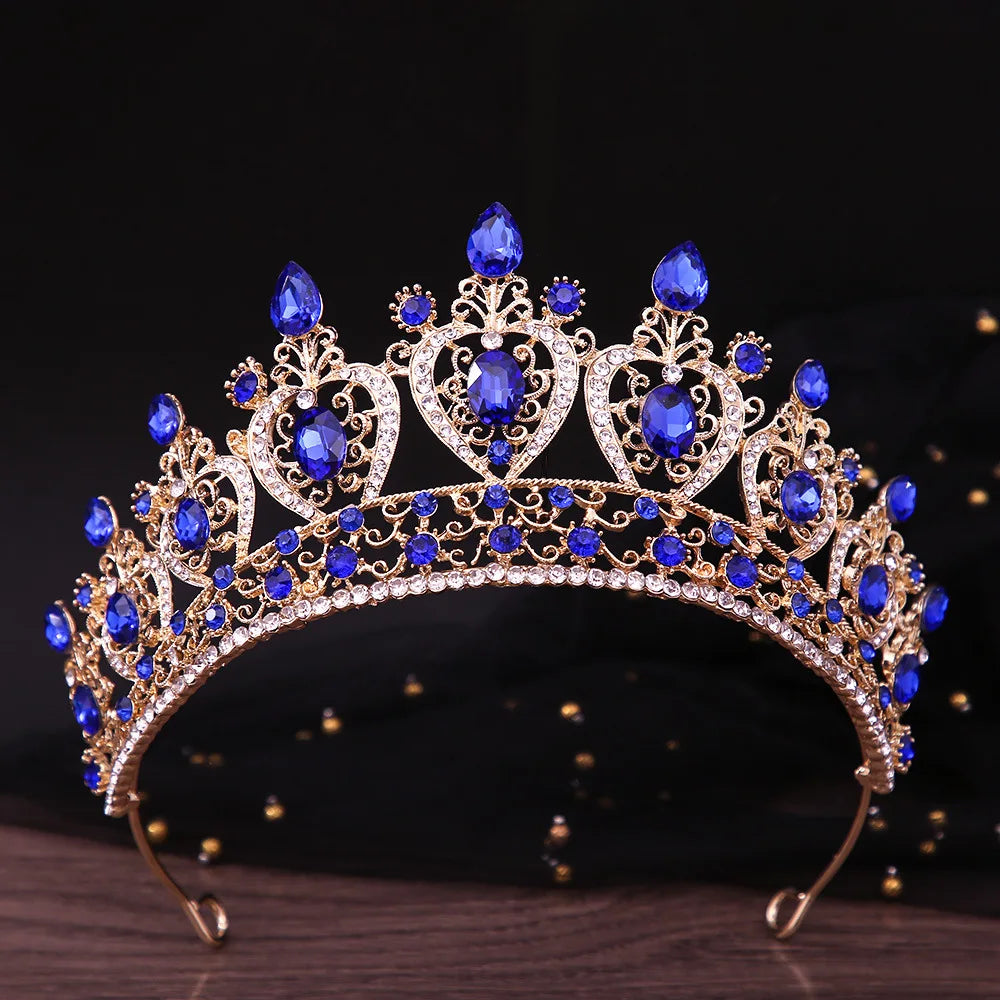 KMVEXO Vintage Baroque Fairy Crowns Bridle Crown Geometric Crystal Elf Tiaras for Women Wedding Costume