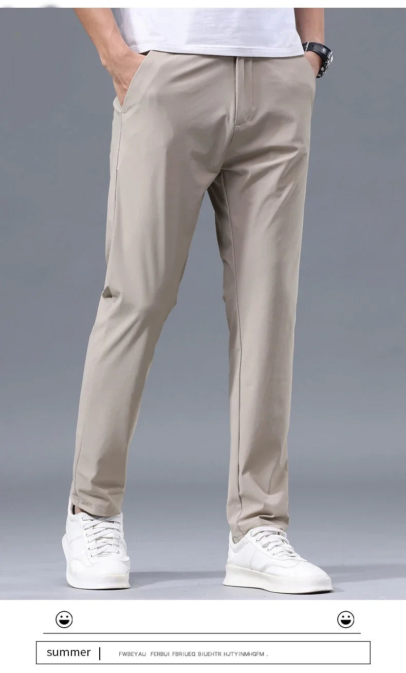 Men Pant Stretch Soft Thin, Elastic Waist Casual & Formal Trousers Wear for Male