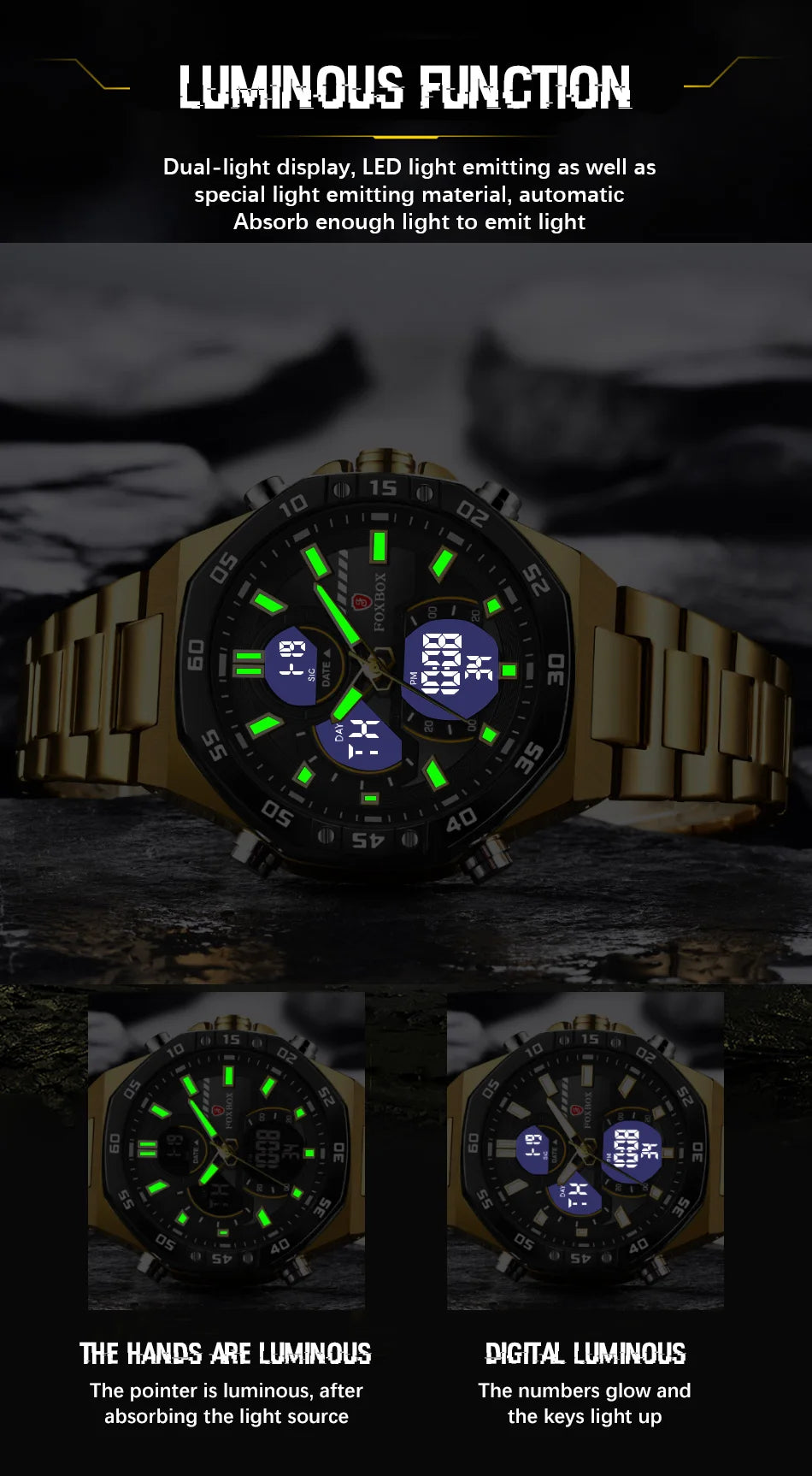 LIGE Men Dual Display Watch For Casual Sports Military Chronograph Wristwatch Top Brand Luxury Waterproof