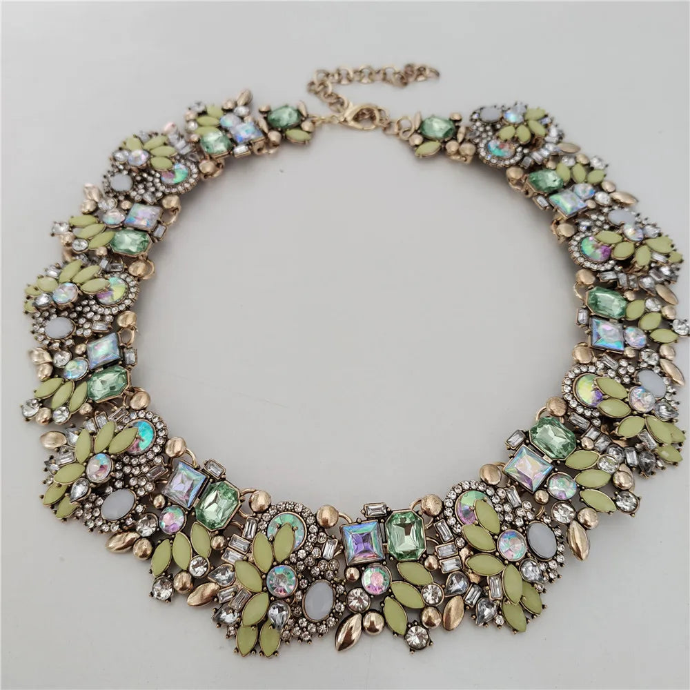 Crystal Rhinestones Necklace Earrings Bridal Jewelry Sets Big Choker Necklace