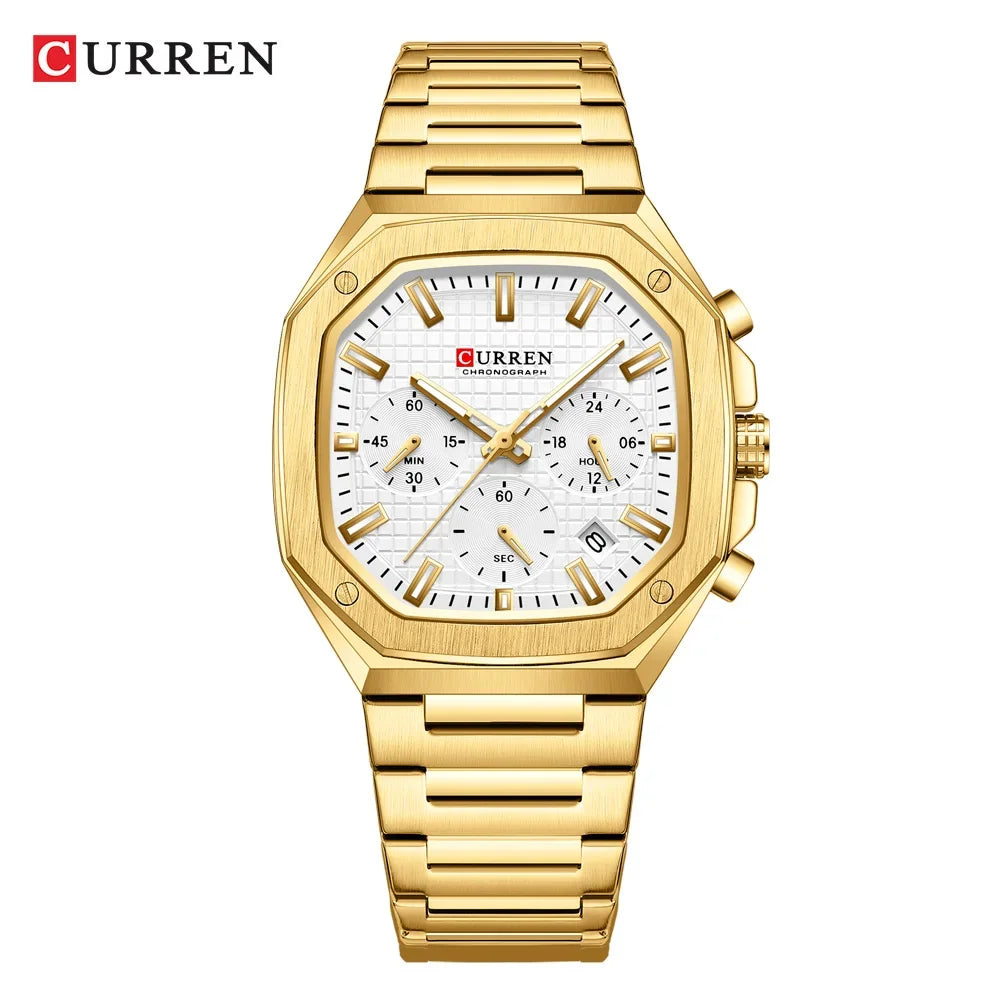 Men Quartz Watches CURREN Full Steel Waterproof Chronograph Wristwatch Men Relogio Masculino