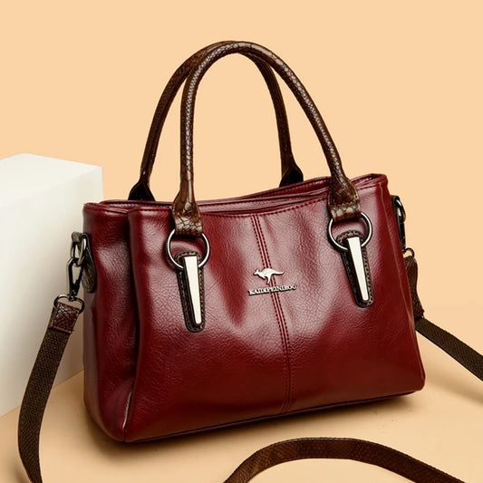 Women Handbags Fashion Casual Tote Bags 3-Layers Soft Leather Shoulder Bags New Big Capacity Crossbody Bags for Ladies Sac