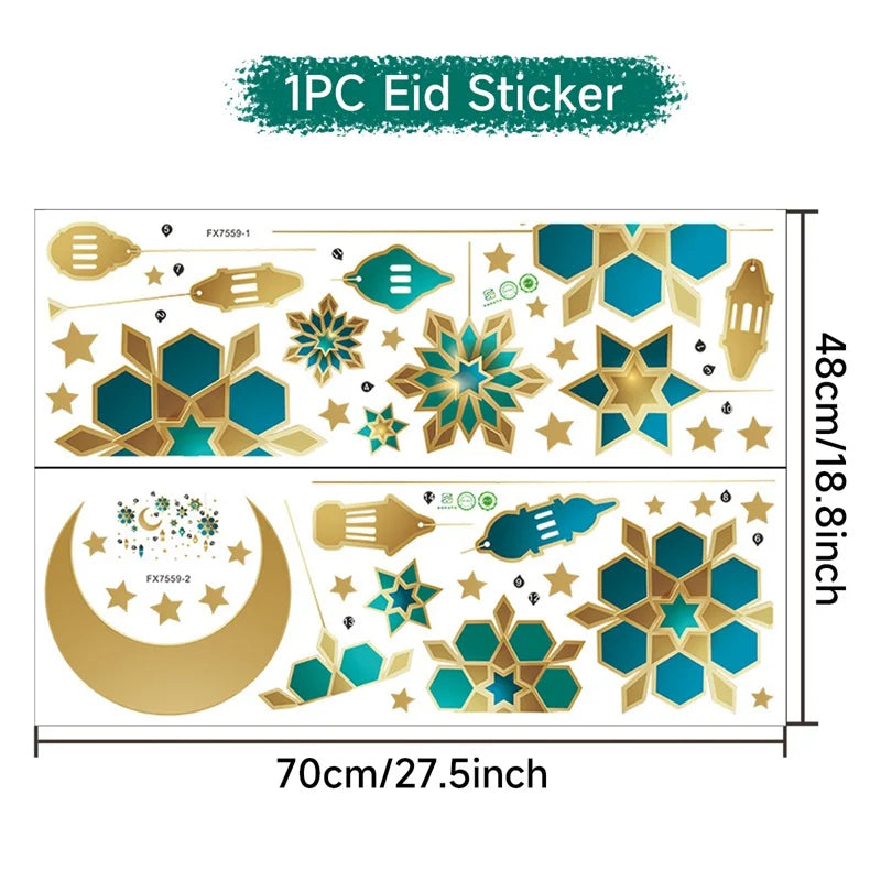 Eid Window Stickers Ramadan Decoration Eid Mubarak Decor for Home Ramadan Kareem Party Supplies Eid Al-fitr