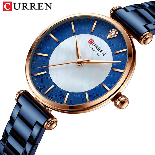 Women Watch CURREN Quartz Wristwatch with Stainless Steel Simple Female Clock