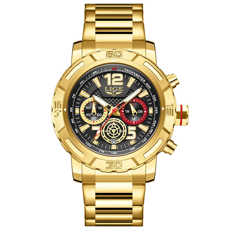 LIGE Men Watches with Date Militaries Fashion Watches For Men Waterproof Quartz Chronograph Sport Full Steel with Date